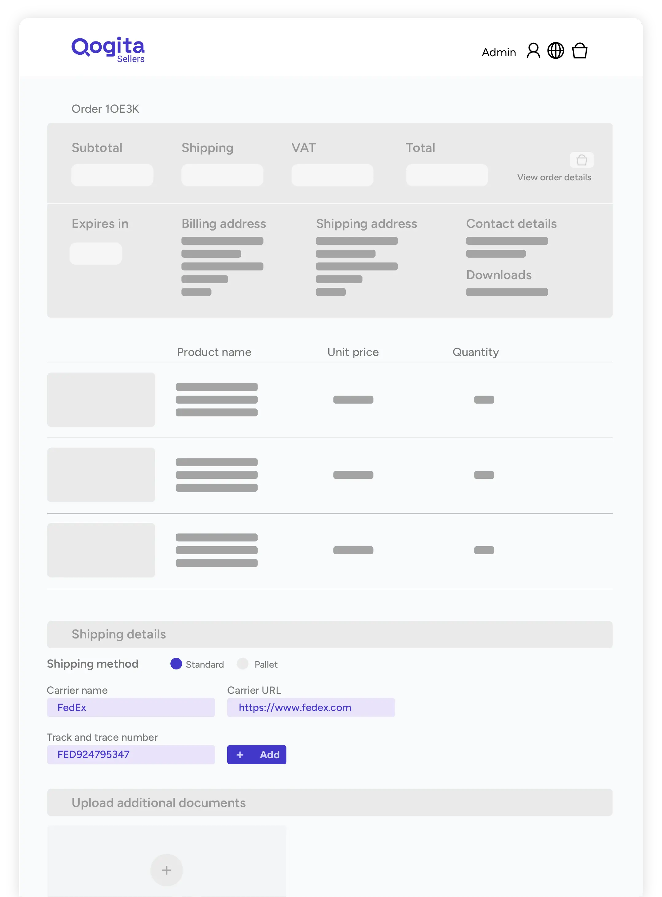 An image of the seller portal, highlighting the shipping details section.